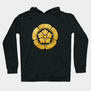 Oda Mon Japanese samurai clan faux gold on black Hoodie